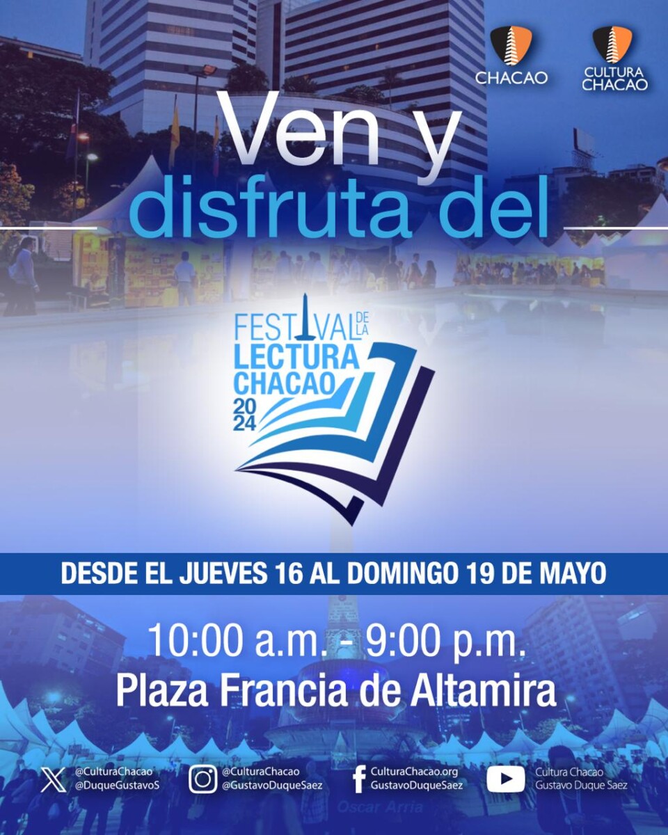 Festival de la Lectura Chacao 2024 regresa a la plaza Altamira, con el lema: Volver a la lectura